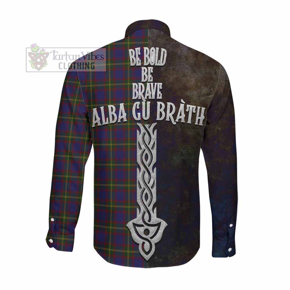 Tartan Vibes Clothing Durie Tartan Family Crest Long Sleeve Button Shirt Alba Gu Brath Be Brave Lion Ancient Style