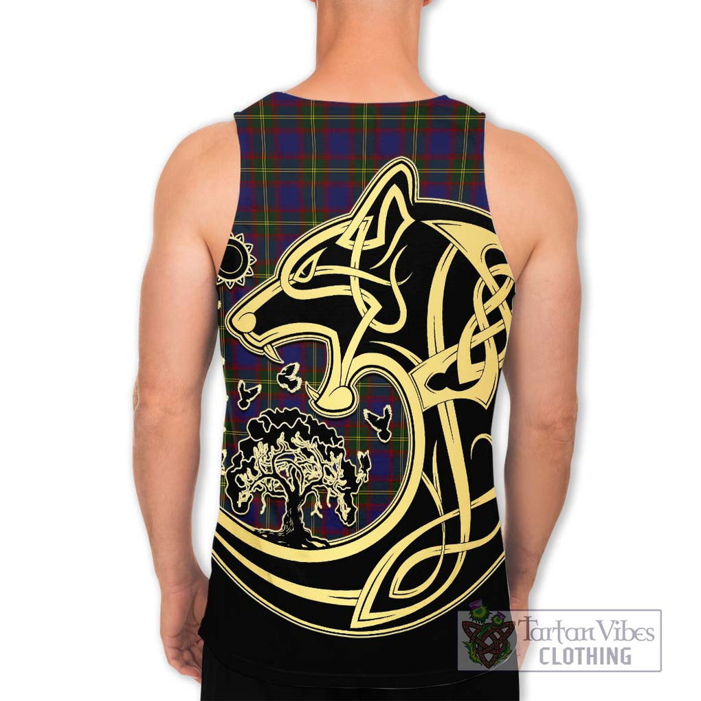 Durie Tartan Men's Tank Top with Family Crest Celtic Wolf Style - Tartan Vibes Clothing