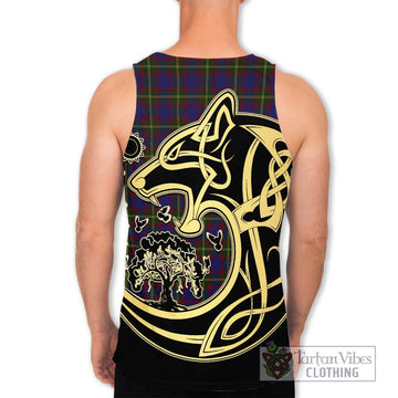 Durie Tartan Men's Tank Top with Family Crest Celtic Wolf Style - Tartan Vibes Clothing