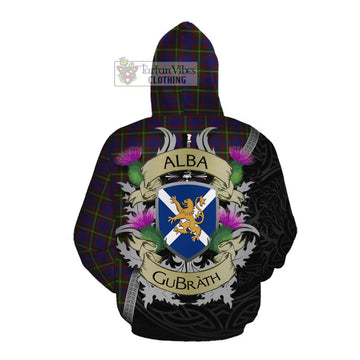 Durie Tartan Family Crest Cotton Hoodie Lion Rampant Royal Thistle Shield Celtic Inspired Pullover Hoodie - Tartan Vibes Clothing