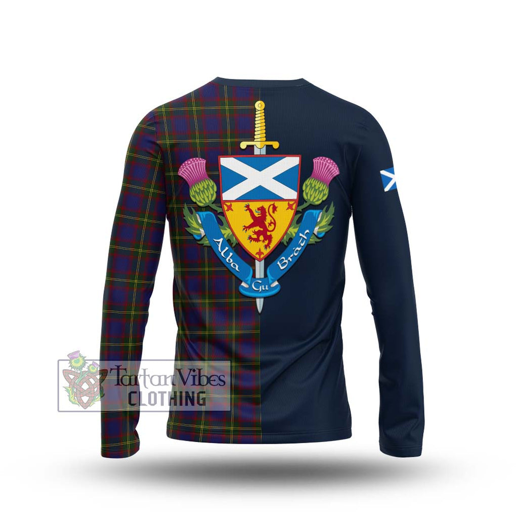 Durie Tartan Long Sleeve T-Shirt Alba with Scottish Lion Royal Arm Half Style - Tartan Vibes Clothing