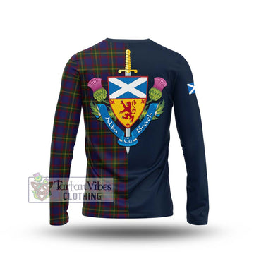 Durie Tartan Long Sleeve T-Shirt Alba with Scottish Lion Royal Arm Half Style - Tartan Vibes Clothing