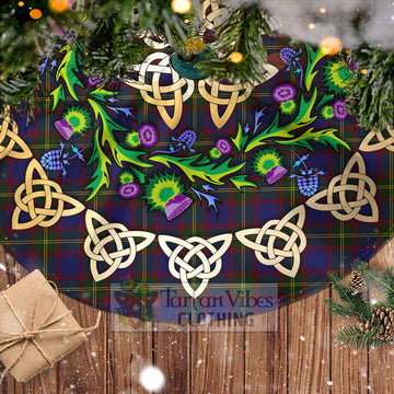 Tartan Vibes Clothing Durie Tartan Christmas Tree Skirt with Thistle Celtic Knot Style