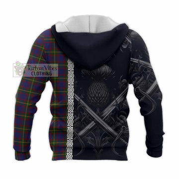 Durie Tartan Knitted Hoodie with Family Crest Cross Sword Thistle Celtic Vibes - Tartan Vibes Clothing