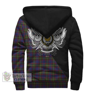 Durie Tartan Sherpa Hoodie with Family Crest and Military Logo Style - Tartan Vibes Clothing