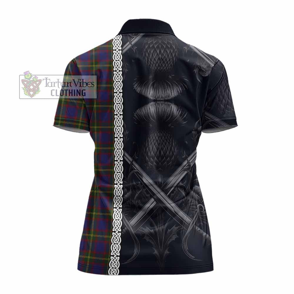 Tartan Vibes Clothing Durie Tartan Women's Polo Shirt with Family Crest Cross Sword Thistle Celtic Vibes