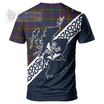 Durie Tartan T-Shirt Featuring Thistle and Scotland Map - Tartanvibesclothing Store