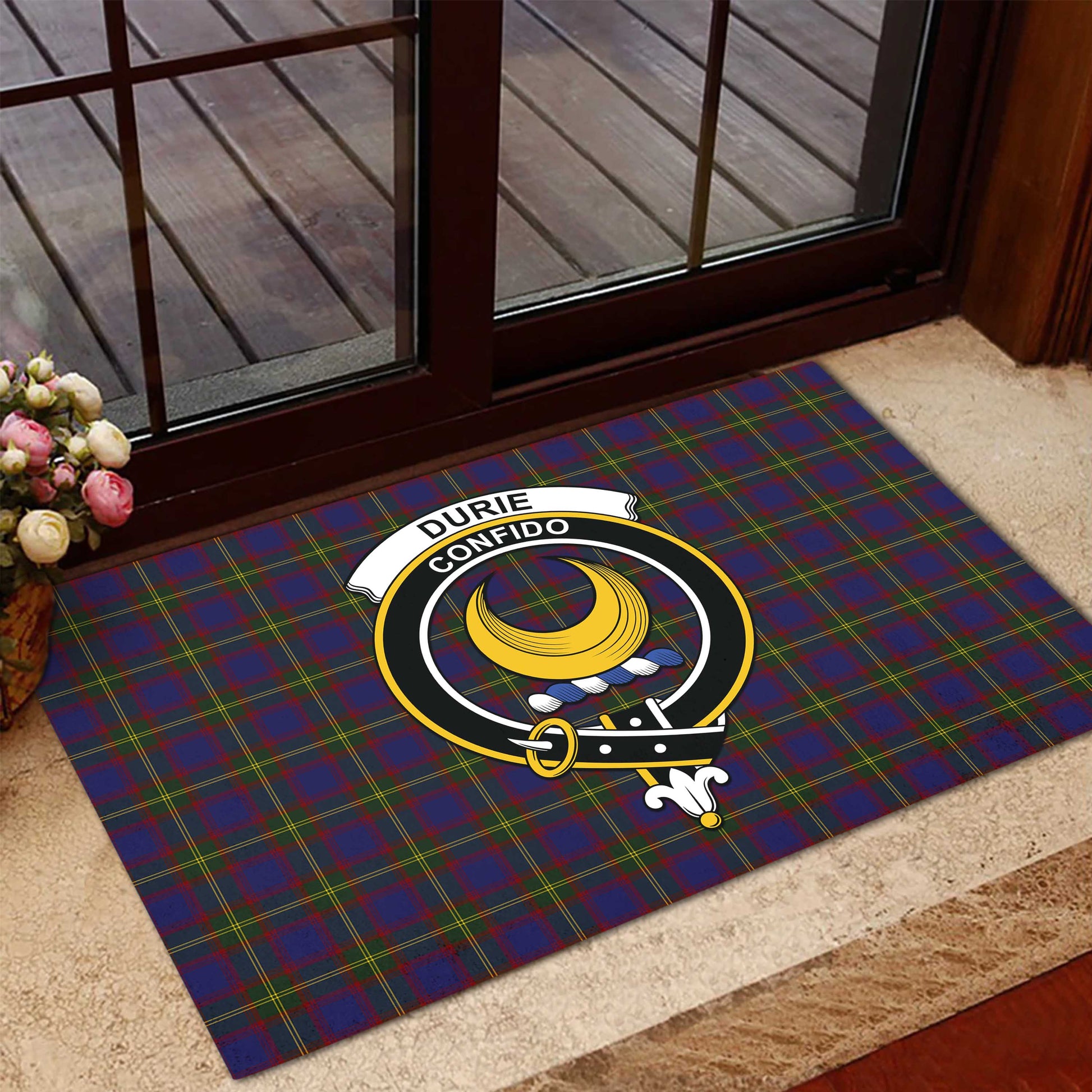 Durie Tartan Rubber Doormat with Family Crest - Tartan Vibes Clothing