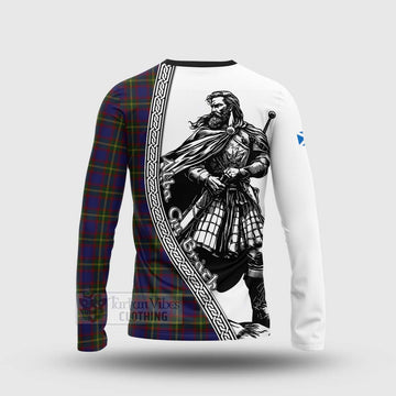 Durie Tartan Clan Crest Long Sleeve T-Shirt with Highlander Warrior Celtic Style - Tartan Vibes Clothing