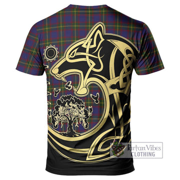 Durie Tartan T-Shirt with Family Crest Celtic Wolf Style - Tartan Vibes Clothing