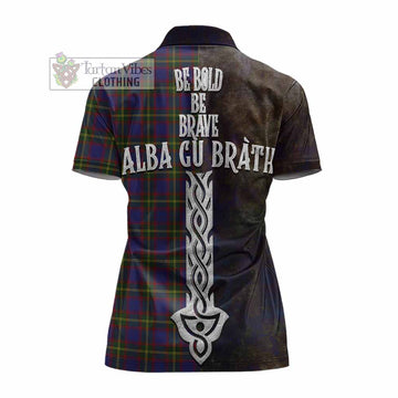 Tartan Vibes Clothing Durie Tartan Family Crest Women's Polo Shirt Alba Gu Brath Be Brave Lion Ancient Style