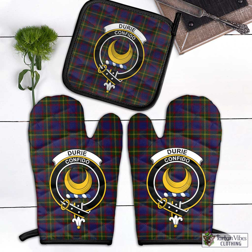 Durie Tartan Combo Oven Mitt & Pot-Holder with Family Crest Black - Tartan Vibes Clothing