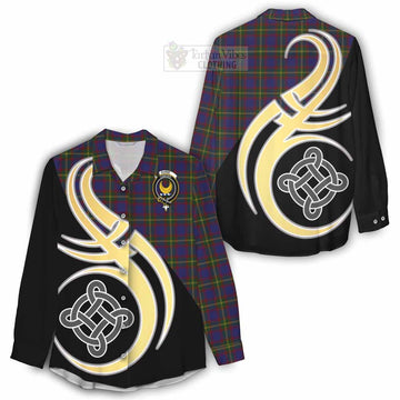 Durie Tartan Women's Casual Shirt with Family Crest and Celtic Symbol Style - Tartan Vibes Clothing