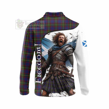 Tartan Vibes Clothing Durie Crest Tartan Long Sleeve Polo Shirt Inspired by the Freedom of Scottish Warrior