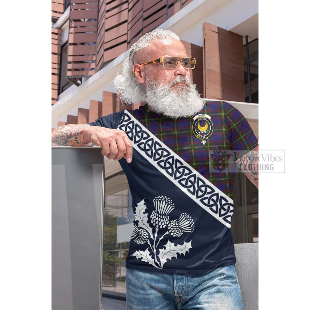 Durie Tartan Cotton T-shirt Featuring Thistle and Scotland Map Men's Shirt - Tartan Vibes Clothing