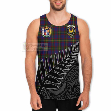 Durie Crest Tartan Men's Tank Top with New Zealand Silver Fern Half Style - Tartan Vibes Clothing