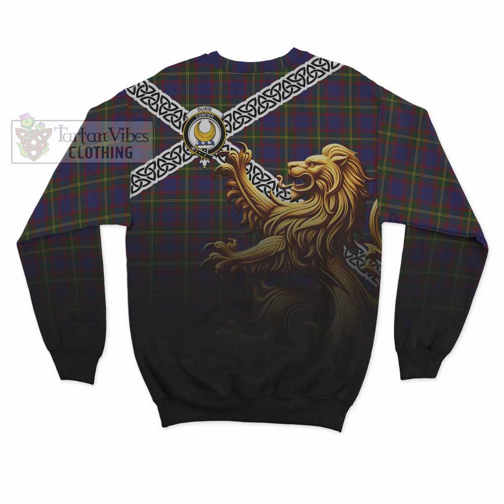 Durie Crest Tartan Sweatshirt with Golden Lion Emblem Celtic Style - Tartan Vibes Clothing