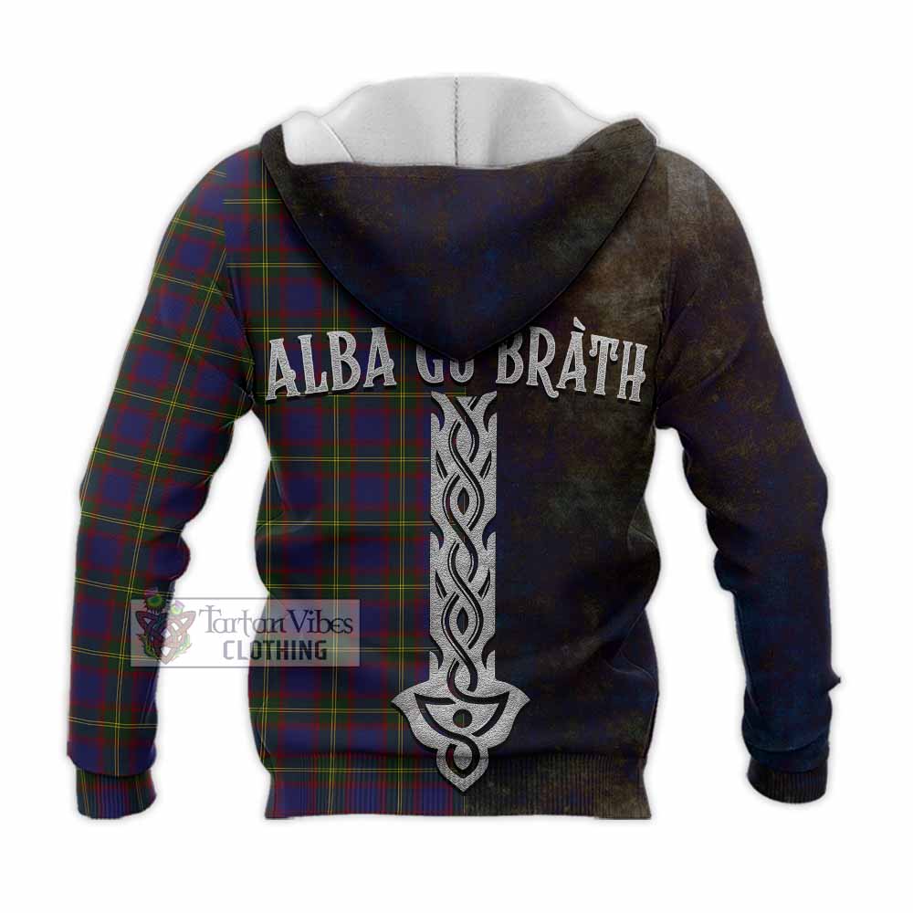 Tartan Vibes Clothing Durie Tartan Family Crest Knitted Hoodie Alba Gu Brath Be Brave Lion Ancient Style