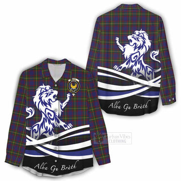Durie Tartan Women's Casual Shirt with Alba Gu Brath Regal Lion Emblem - Tartan Vibes Clothing