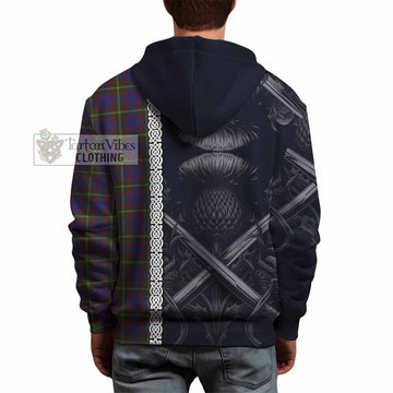 Durie Tartan Hoodie with Family Crest Cross Sword Thistle Celtic Vibes - Tartan Vibes Clothing