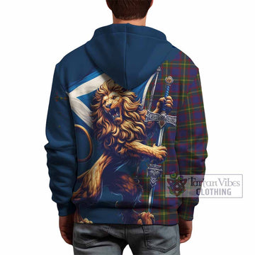 Durie Tartan Family Crest Hoodie with Scottish Majestic Lion - Tartan Vibes Clothing