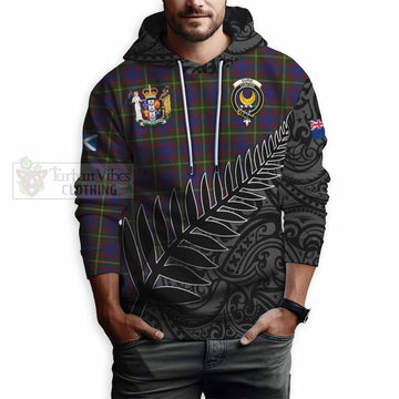 Durie Crest Tartan Hoodie with New Zealand Silver Fern Half Style - Tartan Vibes Clothing