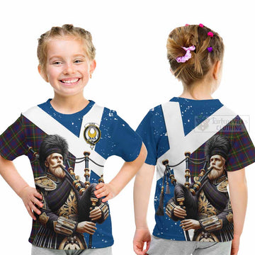 Durie Tartan Kid T-Shirt with Family Crest Scottish Bagpiper Vibes - Tartan Vibes Clothing