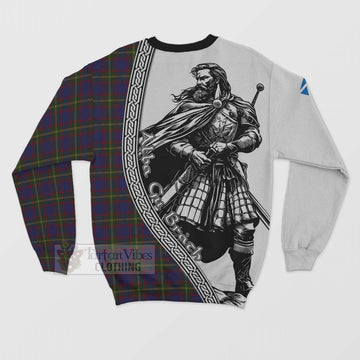 Durie Tartan Clan Crest Sweatshirt with Highlander Warrior Celtic Style - Tartan Vibes Clothing
