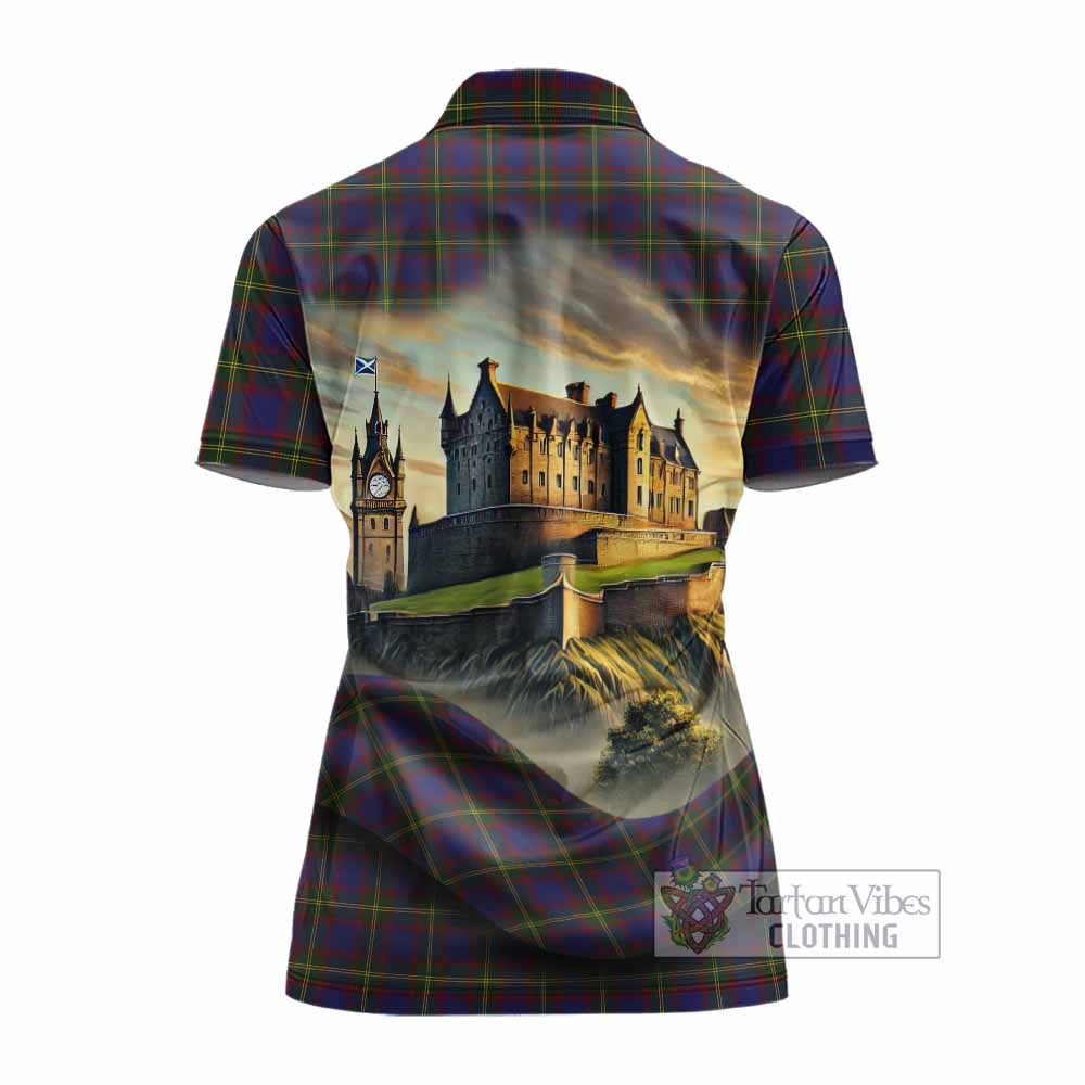 Durie Tartan Family Crest Women's Polo Shirt with Scottish Ancient Castle Style - Tartan Vibes Clothing