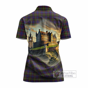 Durie Tartan Family Crest Women's Polo Shirt with Scottish Ancient Castle Style - Tartan Vibes Clothing