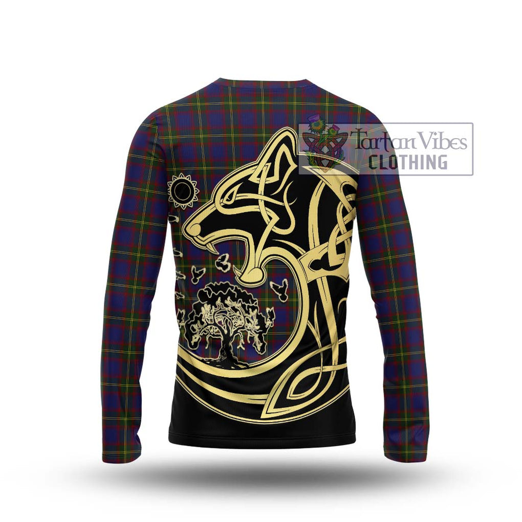 Durie Tartan Long Sleeve T-Shirt with Family Crest Celtic Wolf Style - Tartan Vibes Clothing