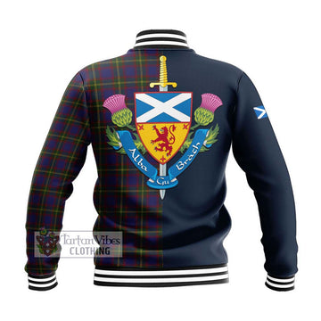 Durie Tartan Baseball Jacket Alba with Scottish Lion Royal Arm Half Style - Tartan Vibes Clothing