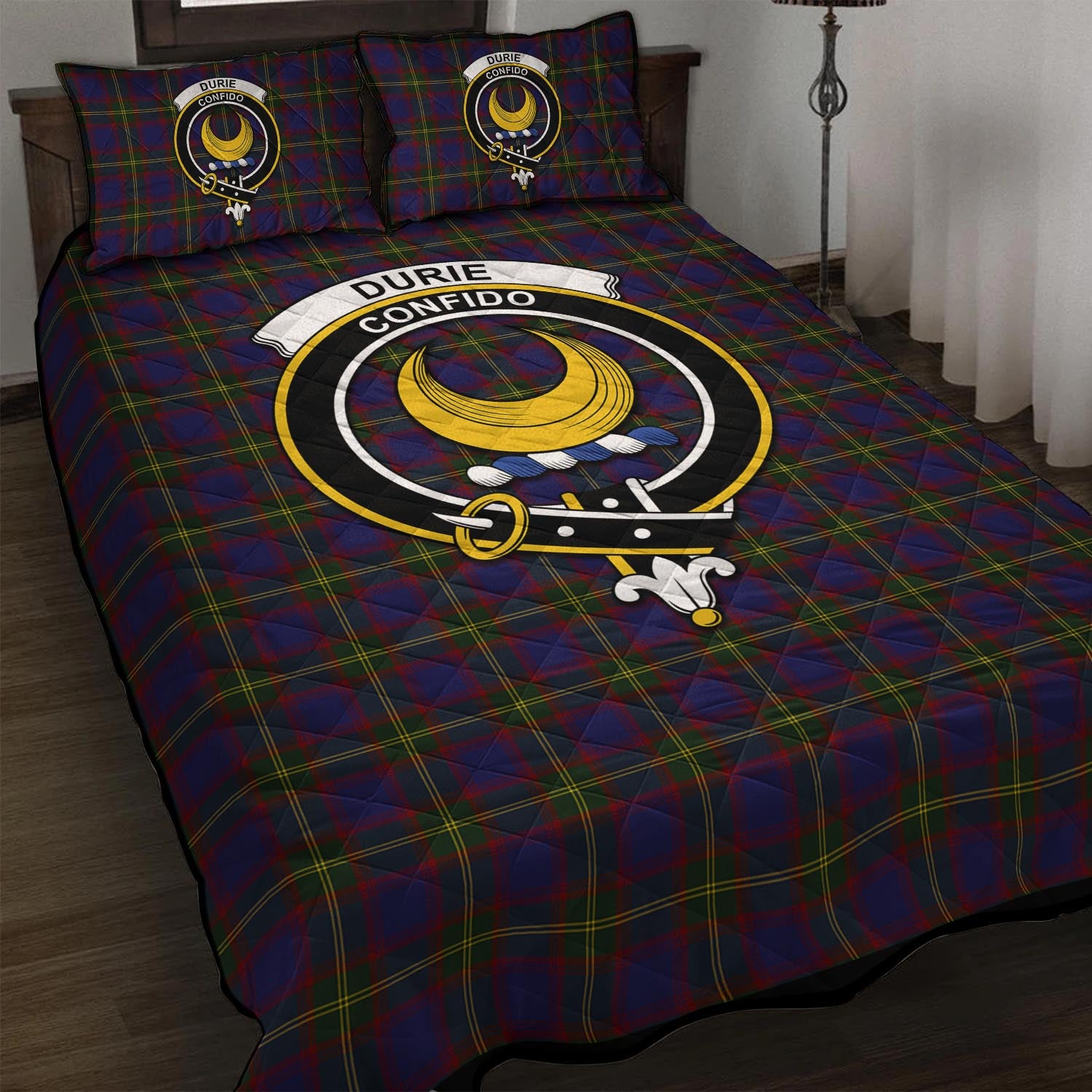 Durie Tartan Quilt Bed Set with Family Crest - Tartan Vibes Clothing