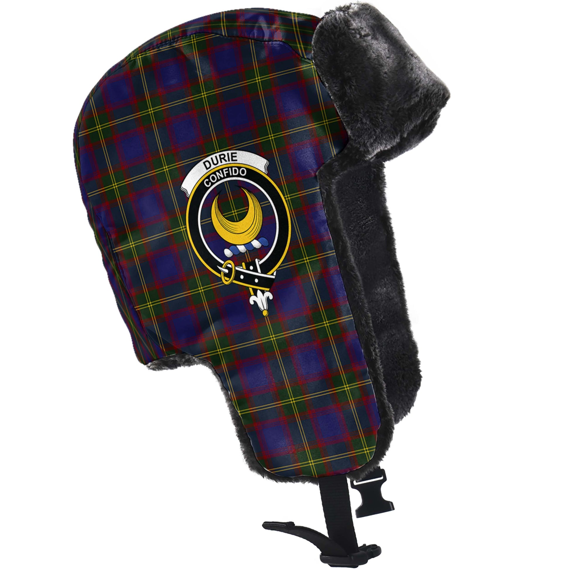 Durie Tartan Winter Trapper Hat with Family Crest - Tartan Vibes Clothing
