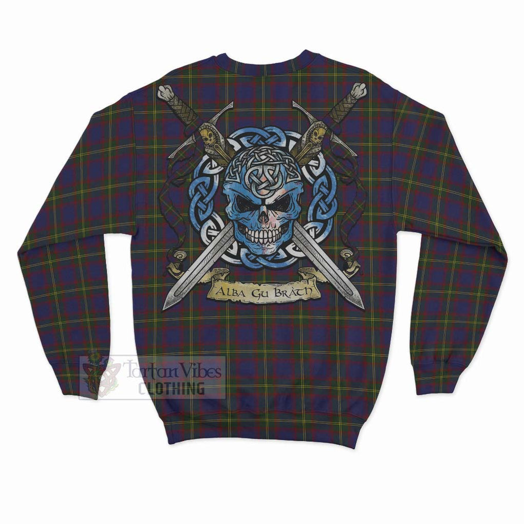 Durie Tartan Sweatshirt with Family Crest Celtic Skull Style - Tartan Vibes Clothing
