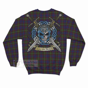 Durie Tartan Sweatshirt with Family Crest Celtic Skull Style - Tartan Vibes Clothing
