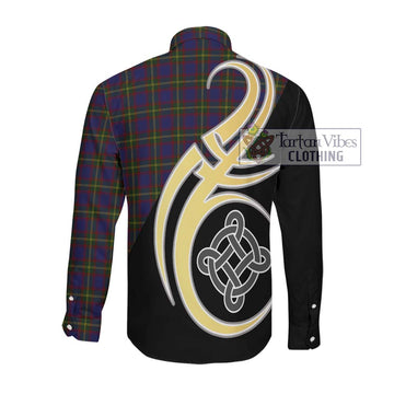 Durie Tartan Long Sleeve Button Shirt with Family Crest and Celtic Symbol Style Men's Shirt - Tartan Vibes Clothing