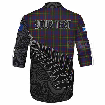 Durie Crest Tartan Ghillie Kilt Shirt with New Zealand Silver Fern Half Style - Tartan Vibes Clothing