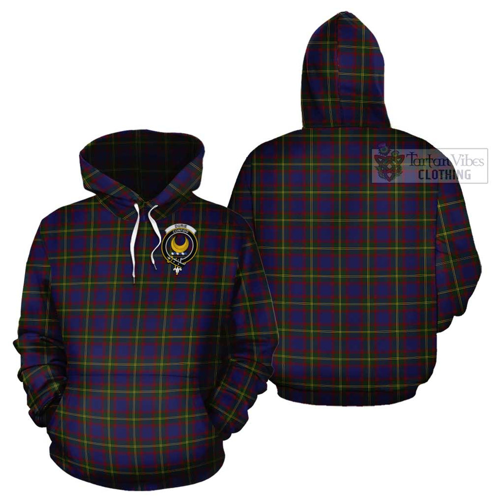 Durie Tartan Cotton Hoodie with Family Crest - Tartan Vibes Clothing