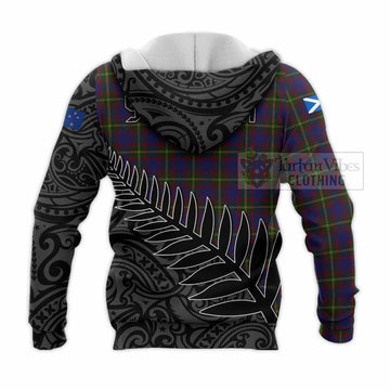 Durie Crest Tartan Knitted Hoodie with New Zealand Silver Fern Half Style - Tartan Vibes Clothing