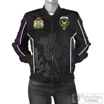 Durie Tartan Bomber Jacket with Family Crest and Scottish Thistle Vibes Sport Style