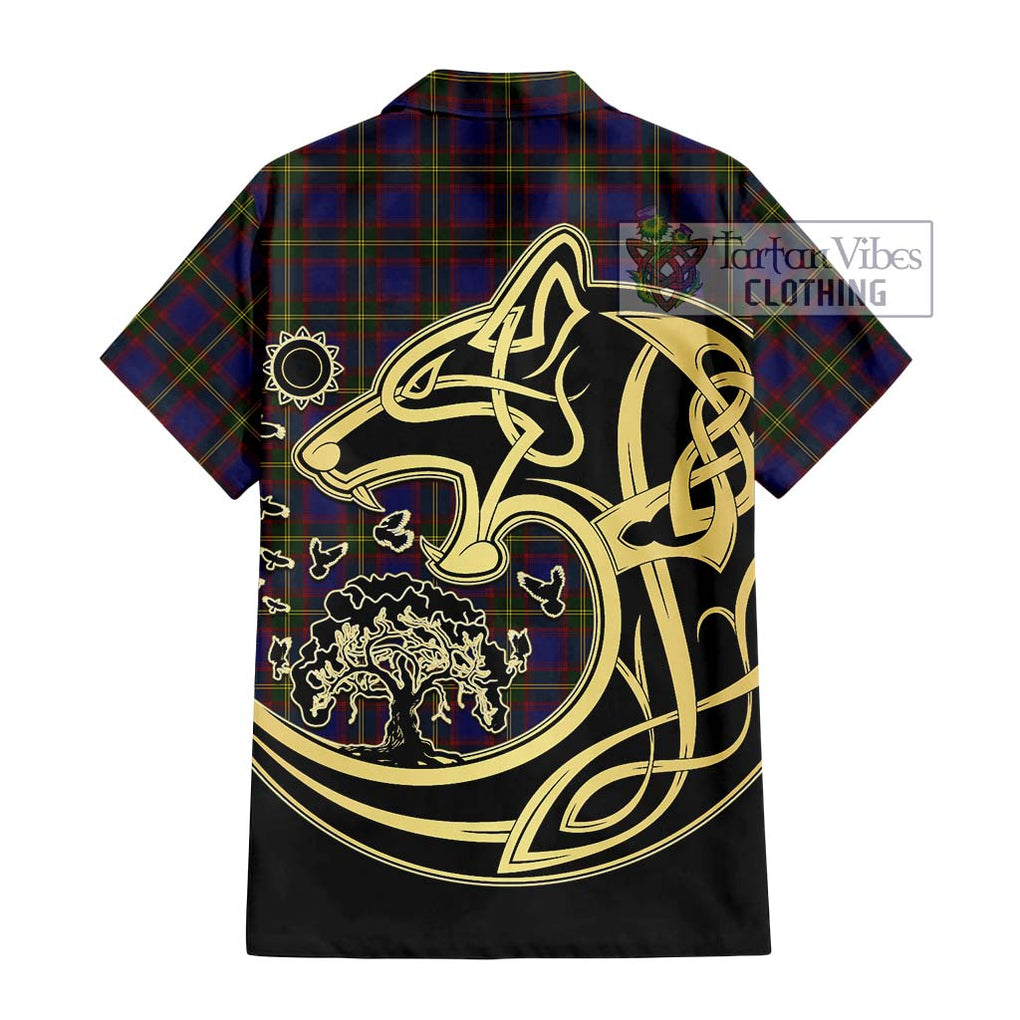 Durie Tartan Hawaiian Shirt with Family Crest Celtic Wolf Style - Tartan Vibes Clothing