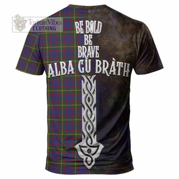 Tartan Vibes Clothing Durie Tartan Family Crest T-Shirt Alba Gu Brath Be Brave Lion Ancient Style