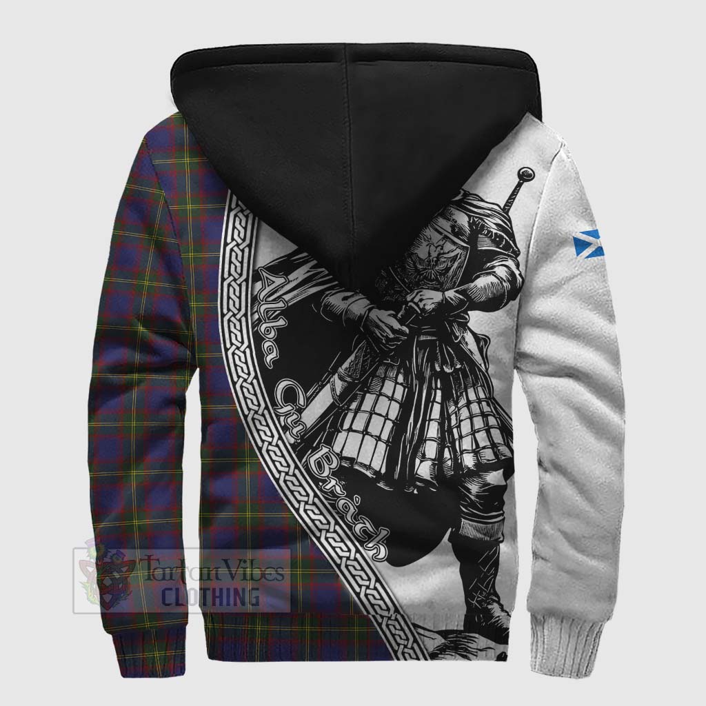 Durie Tartan Clan Crest Sherpa Hoodie with Highlander Warrior Celtic Style - Tartan Vibes Clothing