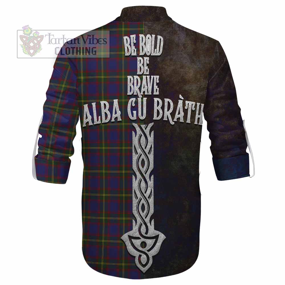 Tartan Vibes Clothing Durie Tartan Family Crest Ghillie Kilt Shirt Alba Gu Brath Be Brave Lion Ancient Style