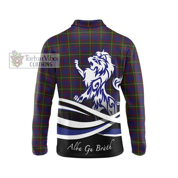 Durie Tartan Long Sleeve Polo Shirt with Alba Gu Brath Regal Lion Emblem - Tartan Vibes Clothing