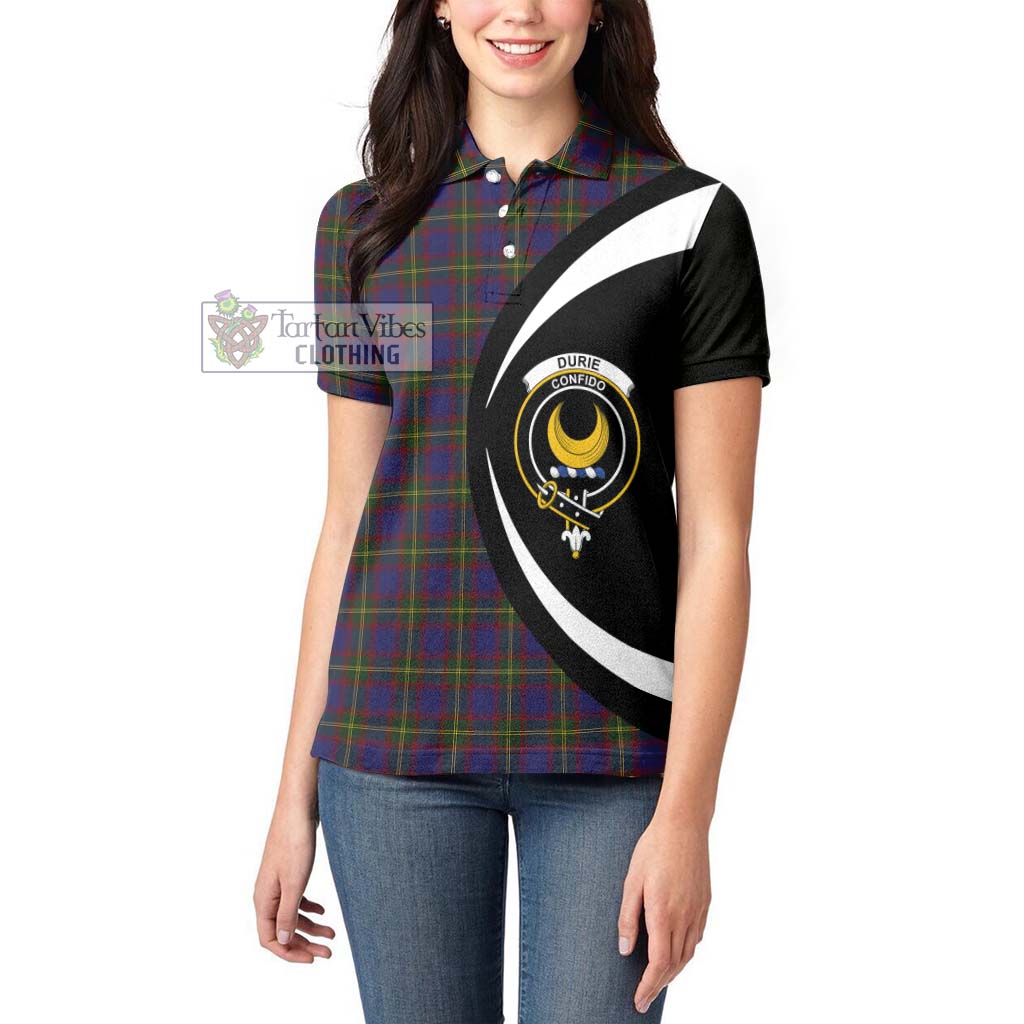 Durie Tartan Women's Polo Shirt with Family Crest Circle Style - Tartan Vibes Clothing