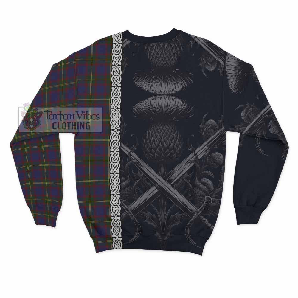 Durie Tartan Sweatshirt with Family Crest Cross Sword Thistle Celtic Vibes - Tartan Vibes Clothing