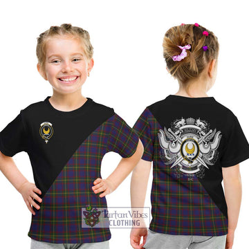 Durie Tartan Kid T-Shirt with Family Crest and Military Logo Style - Tartan Vibes Clothing