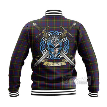 Durie Tartan Baseball Jacket with Family Crest Celtic Skull Style - Tartan Vibes Clothing